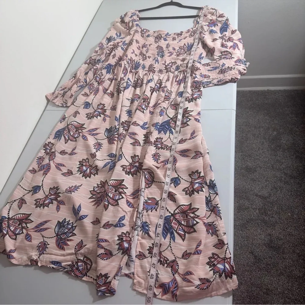 Eloquii Elements Pink Floral Dress Sz 18-20 (2X) Midi Smocked Cottagecore - Picture 9 of 10